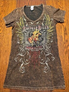 NDI Brown Vintage Wash Buffalo Bill Graphic Short Sleeve Tee